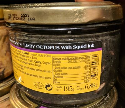 Baby Octopus with squid ink front packaging