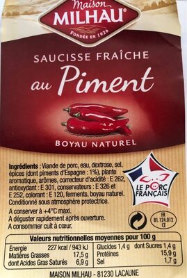 Saucisse fraiche au piment front packaging