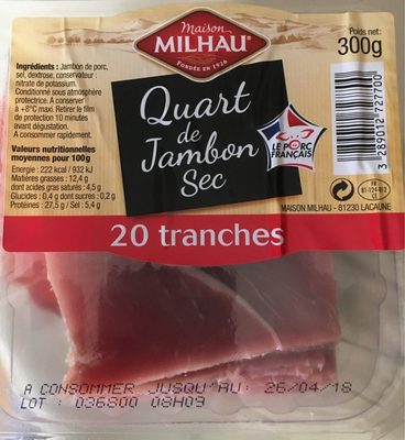 Quart de Jambon Sec front packaging