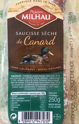 Saucisse Sèche de Canard front packaging