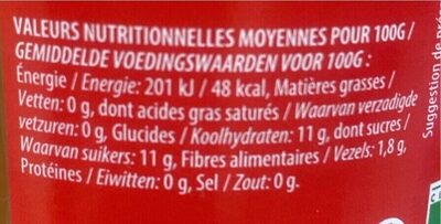 Mon dessert Pomme Fraise nutrition facts table