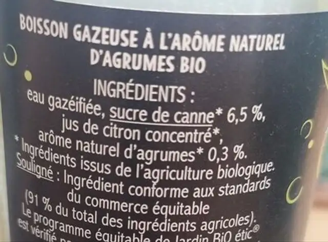 Tonic ingredients label