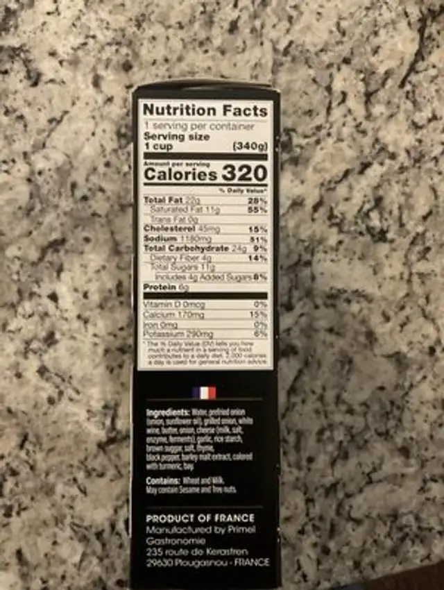 French onion soup nutrition facts table