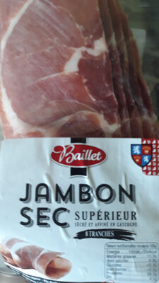 Baillet, Jambon sec superieur, les 8 tranches front packaging