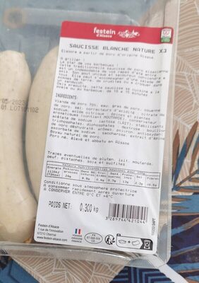 Saucisse blanche porc nature
