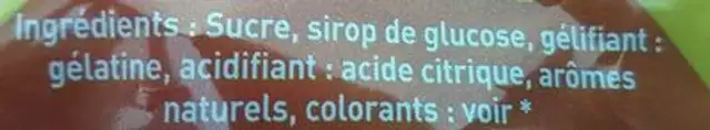 Meringues fantaisie ingredients label