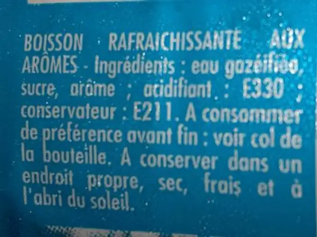 Limonade 2L ingredients label