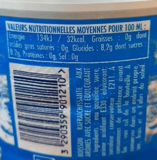 Limonade 2L nutrition facts table