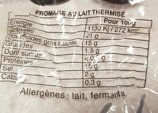 Langres Aop nutrition facts table
