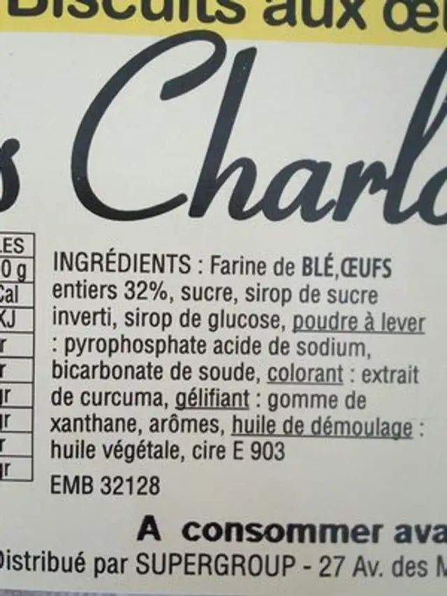 Biscuits aux oeufs ingredients label