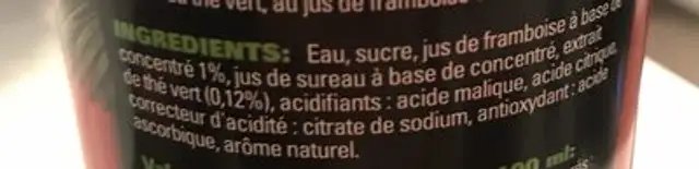 Jungle tea framboise ingredients label