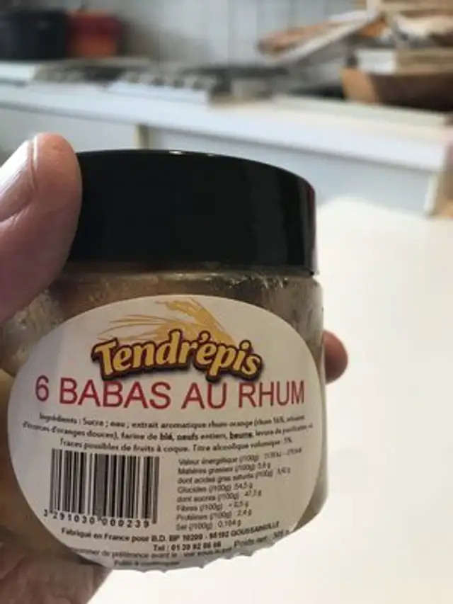 Babas au rhum ingredients label