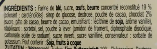 Étoile marbrées ingredients label