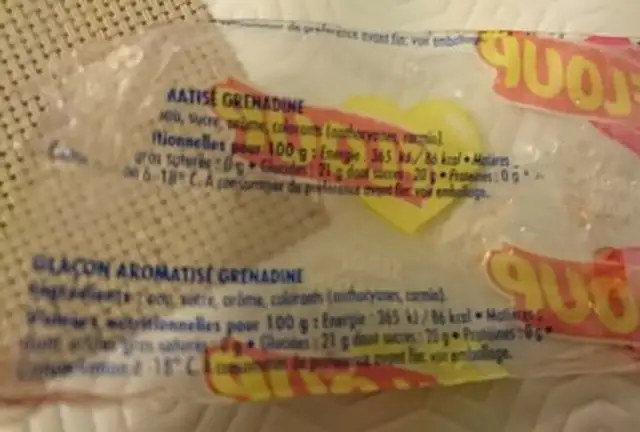 Floup ingredients label