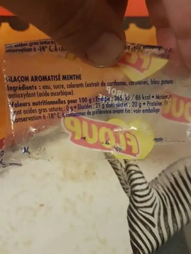 Floup menthe ingredients label
