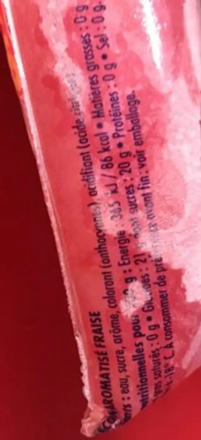 Floup ingredients label