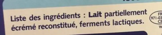 Yaourt Nature (Texture Ferme - Source de CALCIUM) ingredients label