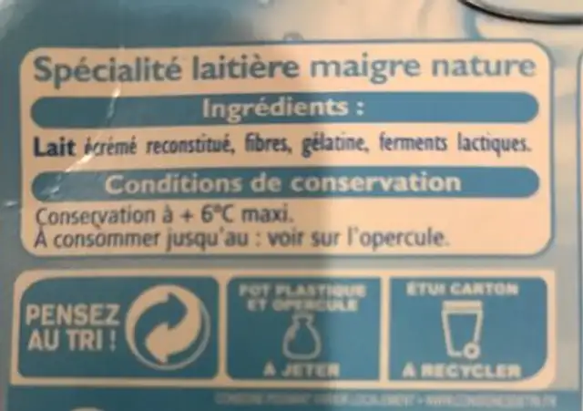 Fine ligne brassé nature 0% ingredients label