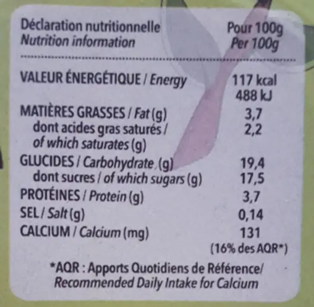 Yopi flan au chocolat nutrition facts table