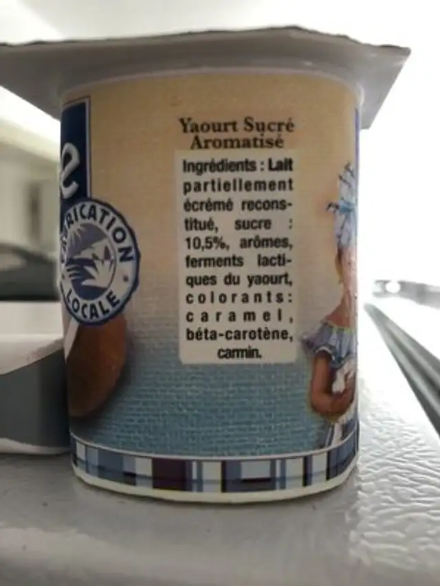 Yaourt Aromatisé ferme ingredients label