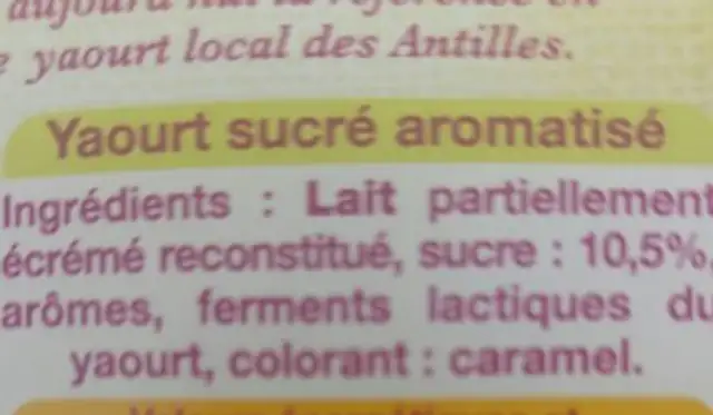 Yaourt Aromatisé Ferme ingredients label