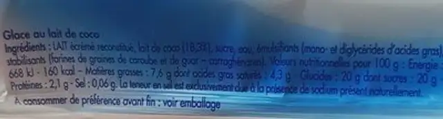 Esquimaux Super Coco (à L'unité) ingredients label