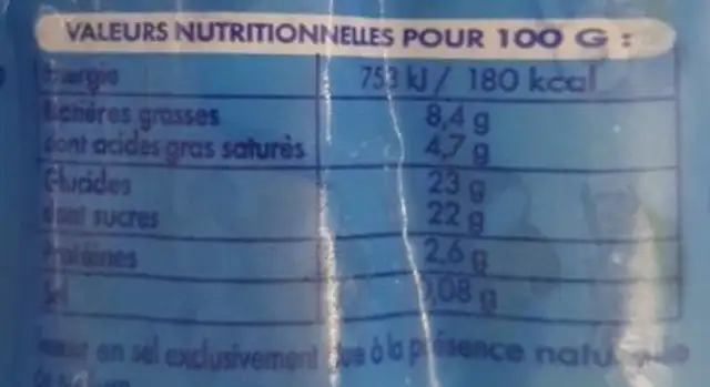 Berlingots Super Coco x 4 nutrition facts table