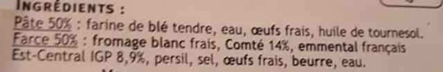 Raviolis du dauphiné ingredients label