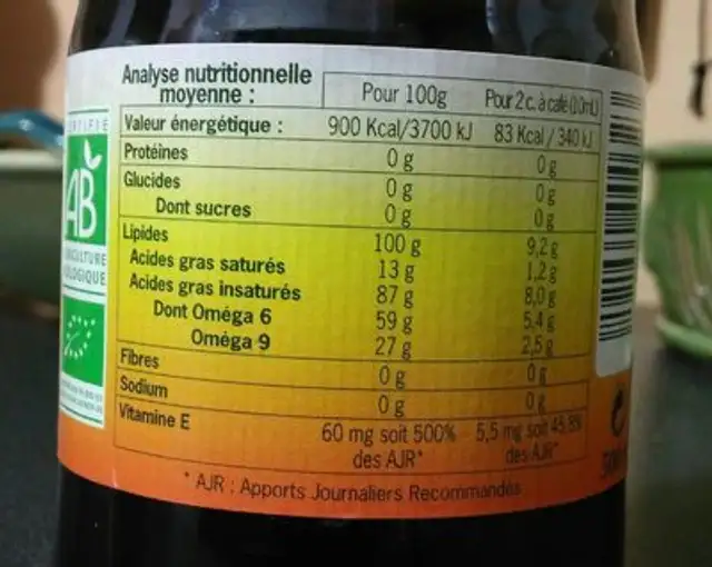 HUILE EQUILHUIL nutrition facts table