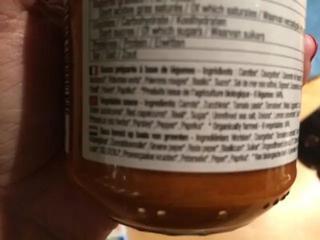 Sauce Aux 6 Légumes ingredients label