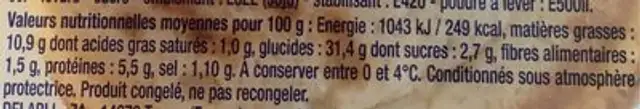 Blinis à Toaster nutrition facts table