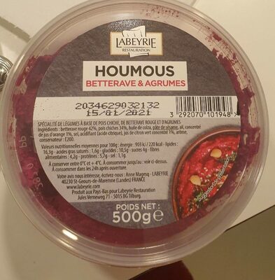 Homous betteraves et agrumes