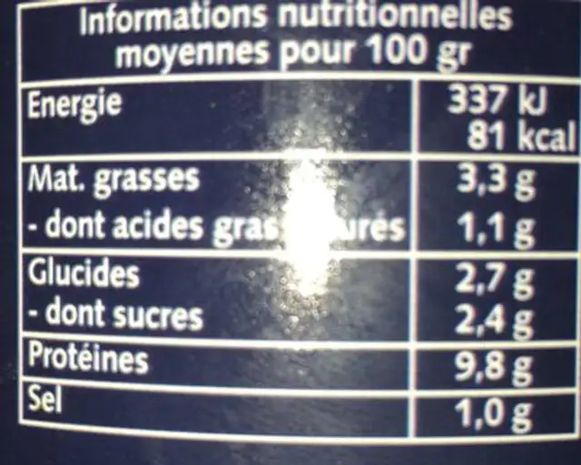 Axoa de veau BIRABEN nutrition facts table