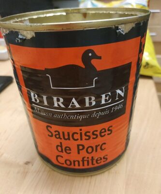 Saucisses de porc confites front packaging