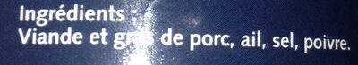 Rillettes pur porc ingredients label