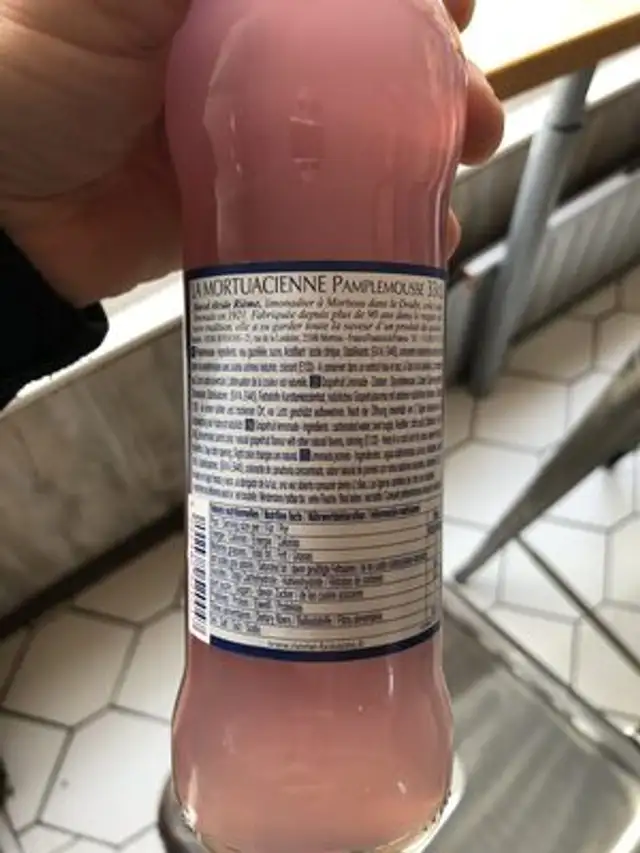 La Mortuacienne Pamplemousse ingredients label