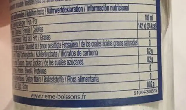 La Mortuacienne Pamplemousse nutrition facts table