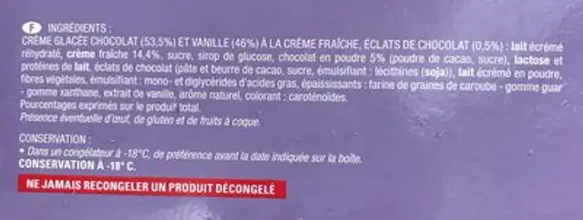 6 bûchettes chocolat vanille ingredients label
