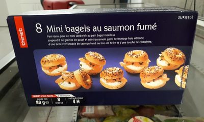 8 minis bagels au saumon fumé front packaging