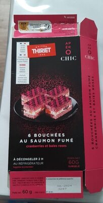 6 bouchées au saumon fumé cranberies et baies roses