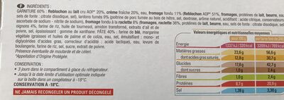 2 Tartes fines reblochon lardons ingredients label