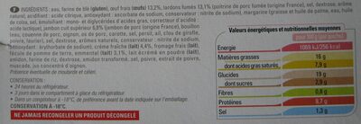 16 Quiches Lorraines ingredients label