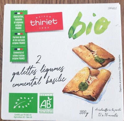 2 galettes légumes emmental basilic BIO