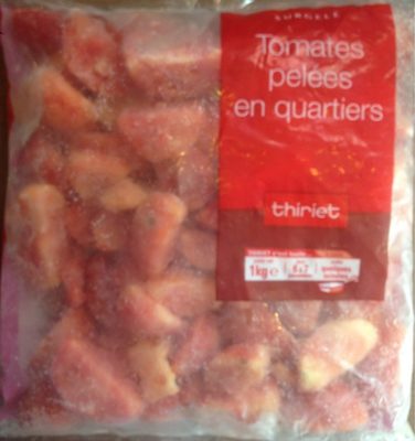 Tomates pelées en quartiers front packaging