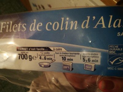 Filet de colin d'Alaska front packaging