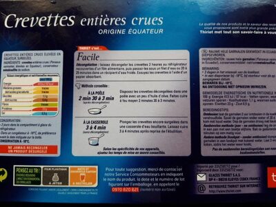 Crevettes entières crues front packaging