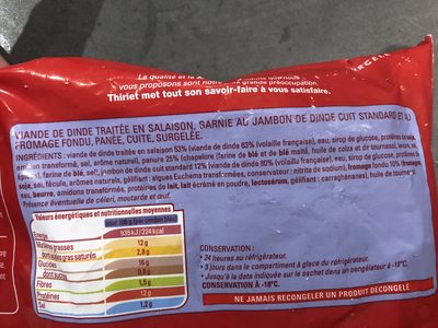 Cordons bleu de dinde ingredients label