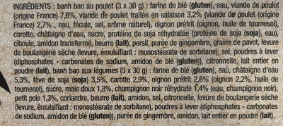 Assortiment de 6 Bahn Bao ingredients label