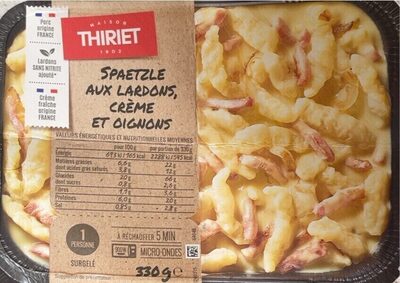 Spaetzle aux lardons, crème et oignons