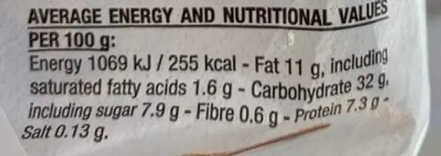 Mini crêpes bio nutrition facts table